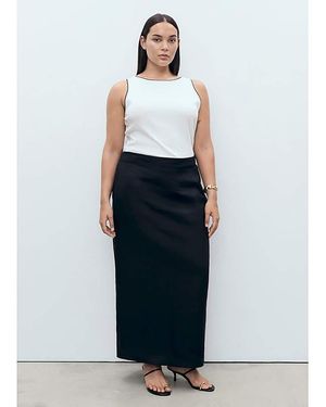 Mango Midi Satin Skirt - White