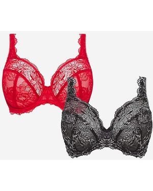 Pretty Secrets 2 Pack Ella Lace Full Cup Wired Bras - Black
