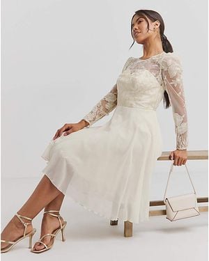 Chi Chi London Chi Chi Mesh Embroidered Dress - Natural