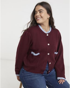 Neon Rose Double Layer Cardigan - Red
