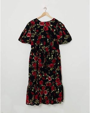 Lovedrobe Textured Floral Midi Dress - Multicolour