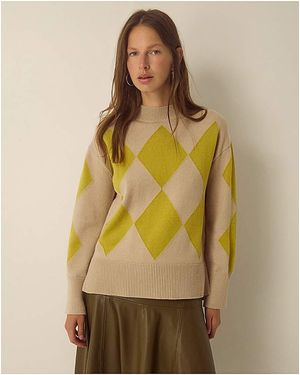 Monsoon Arlen Crew Neck Argyle Jumper - Yellow