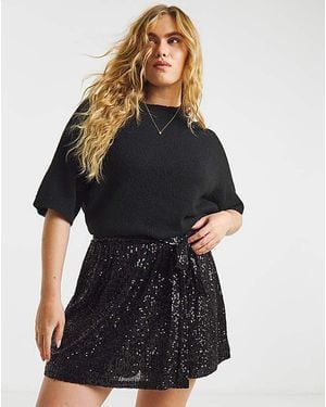 Simply Be Sequin Wrap Skort - Red