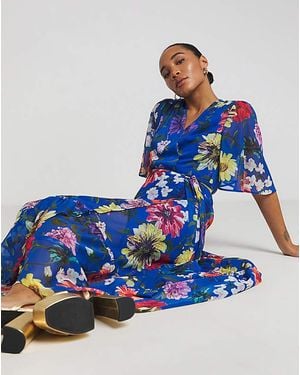 Hope & Ivy Lydia Wrap Maxi Dress - Blue