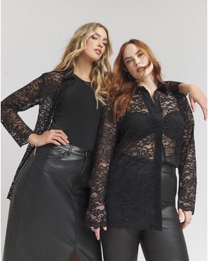 Flounce London Lace Shirt - Black