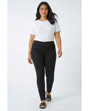 Roman Curve Stretch Denim Jegging - White