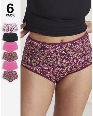Pretty Secrets 6 Pack Full Brief Knickers - Red