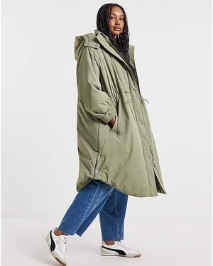 Simply Be Fleece Lined Padded Parka Coat - Green