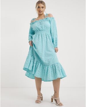 Nobody's Child Freya Bardot Dress - Blue