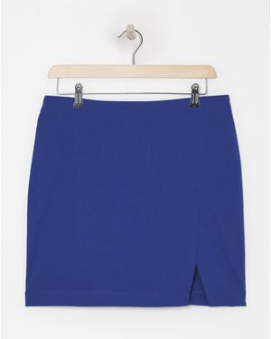 Simply Be Super Stretch Split Mini Skirt - Blue