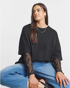 Simply Be 1 Jersey T-Shirt With Lace - Blue