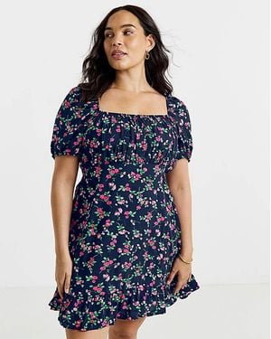 Simply Be Cap Sleeve Tea Drress - Blue