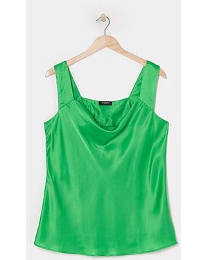 Simply Be Satin Cowl Neck Cami - Green