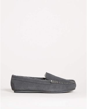 JD Williams Classic Suede Moccasin Slipper Eee Fit - Grey