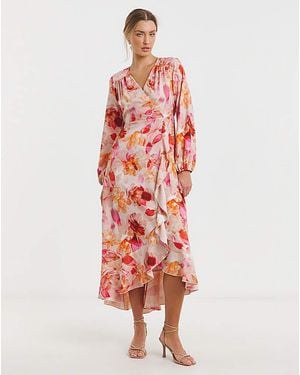 Flounce London Wrap Midaxi Dress - Red