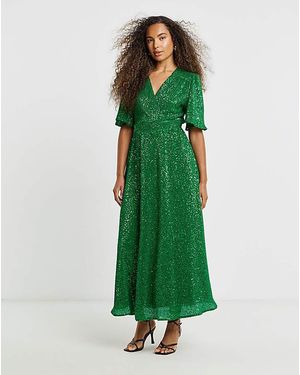 Flounce London Sequin Maxi Dress - Green