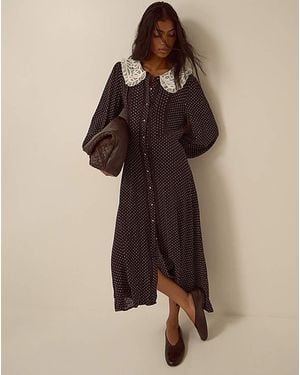 Monsoon Shae Lace Polka Dot Midi Dress - Brown