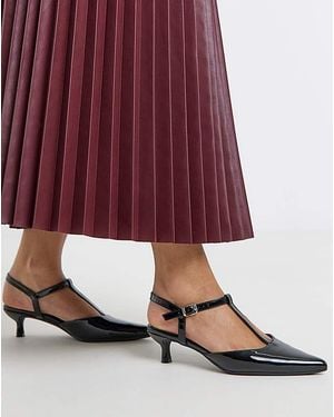 JD Williams T Bar Pointed Toe Heeled Shoes Wide - Red