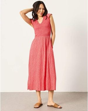 FatFace Demi Coral Jersey Midi Dress - Pink