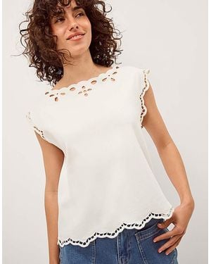 Monsoon Gaia Floral Cutwork Top - White