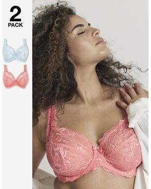 Pretty Secrets 2 Pack Ella Lace Full Cup Wired Bras - Blue