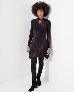 Joe Browns High Neck Floral Tunic Top - Blue