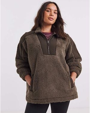 Snowdonia Contrast Funnel Fleece - Brown