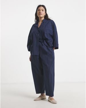 Simply Be Pinstripe Barrel Trouser - Blue