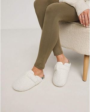 JD Williams Borg Closed Toe Slipper Wide - Natural