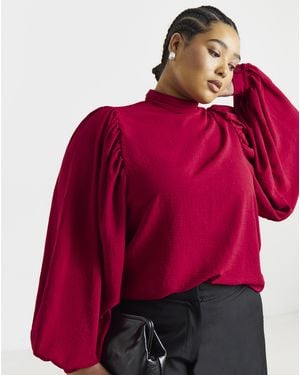 Simply Be Exaggerated Sleeve Blouse - Red