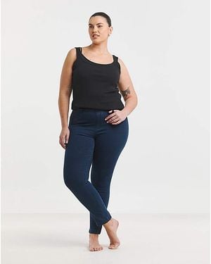 Simply Be Dark Slim Pull On Jeggings - Blue