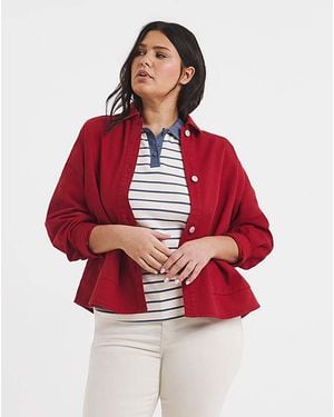 Simply Be Button Utility Jacket - Red
