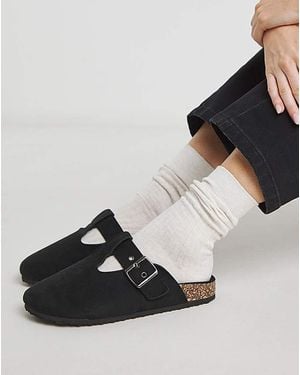 Simply Be Buckle Footbed Closed Toe Mule Ex Wide - Black