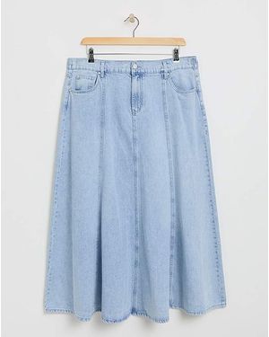 Simply Be A Line Maxi Denim Skirt - White