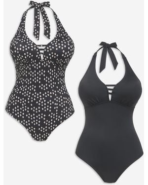 JD Williams Value 2 Pack Halterneck Swimsuits - Black
