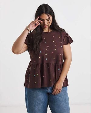Simply Be Ditsy Floral Embroidered Peplum