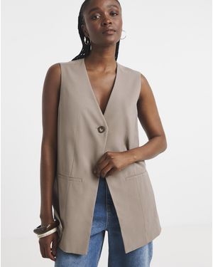 Simply Be Longline Waistcoat - Natural