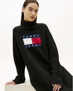 Tommy Hilfiger Turtleneck Flag Dress - Black