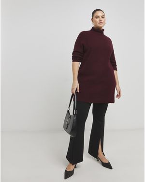 Simply Be Ponte Skinny Split Hem Leggings - Red