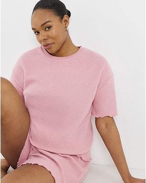 Pretty Secrets Waffle Lounge Short Set - Pink