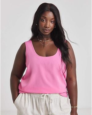 Simply Be Lightweight Scoop Neck Vest Top - Pink
