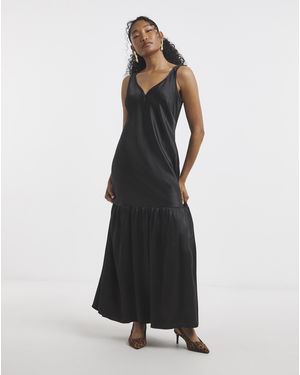 Flounce London Satin Maxi Dress - Black