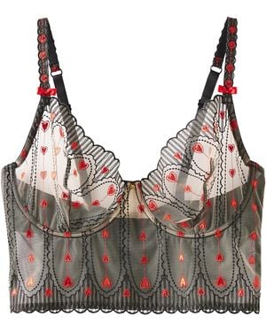 Simply Be Sexy Stripy Hearts Non Padded Bra - Brown