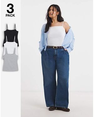 Simply Be 3 Pack Square Neck Camis - Blue