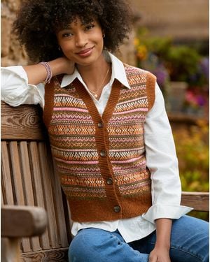 Joe Browns Button Through Knitted Vest - Brown