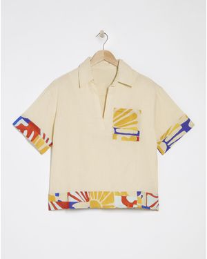 Native Youth Floral Linen Blend Shirt - White