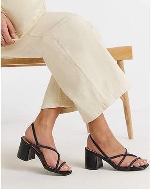 Simply Be Strappy Low Block Heels Extra Wide Fit - Natural