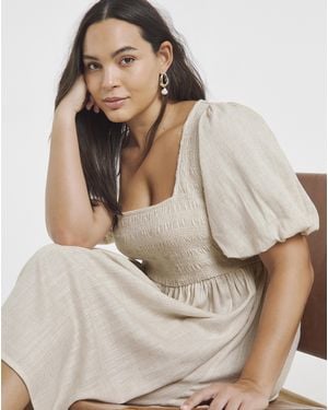 Simply Be Shirred Skater Dress - Natural