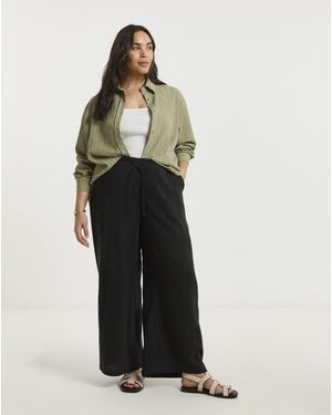 Simply Be Cheesecloth Wide Leg Trouser - White