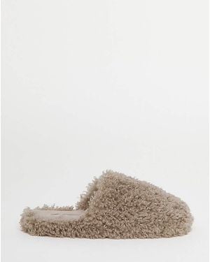 Simply Be Shaggy Mule Slipper Wide - Grey
